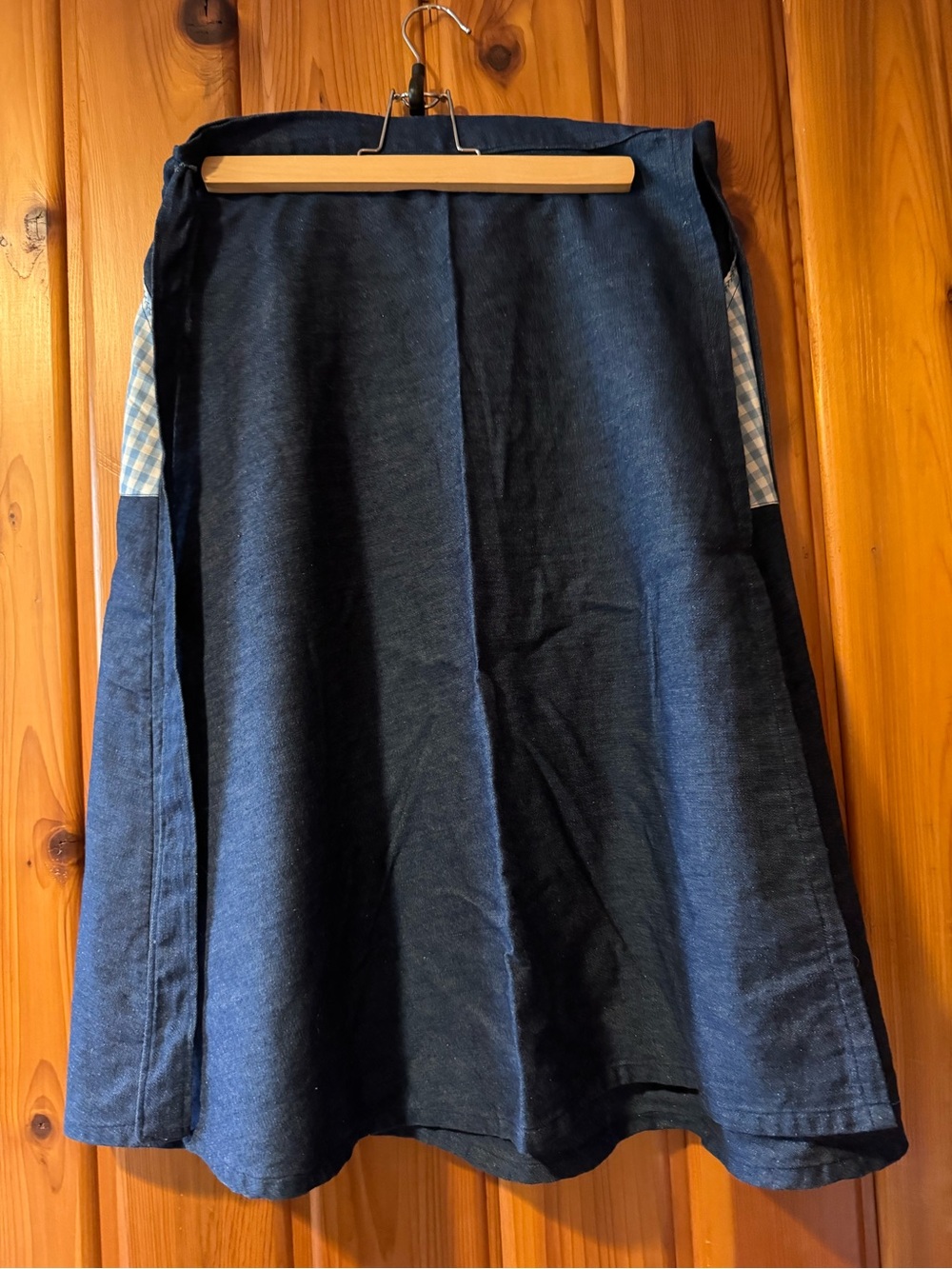 Vintage Blue Gingham and Denim Patchwork apron Dress - Picture 2 of 4